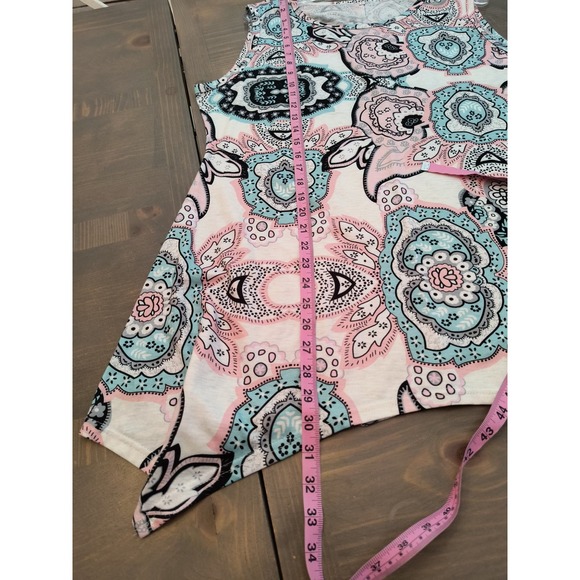 Woman's Sleeveless Tunic top Size XL Multicolor Shark Bite Hem Pullover Tee - Picture 4 of 10